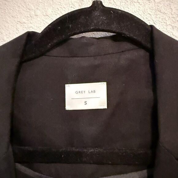 Grey Lab Longline Black Oversized Blazer Size Small Open Front Midi Coat Jacket - Picture 8 of 10